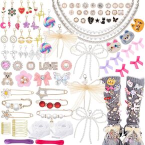 104pcs سحر الجوارب غير المرغوب فيه سحر حذاء للأحذية الأحذية الرياضية سامباس سلامة السلامة ودبابيس للنساء القوس السحر الجورب لؤلؤة راينستون ل DIY تخصيص أحذية الجورب