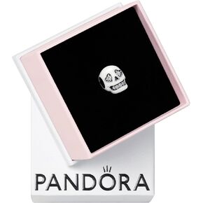 Pandora Glow -in -the -Dark Skull Skull Charm - لحظات متوافقة - الفضة الاسترليني مع الزركونيا المكعبة - هدية لها - مجوهرات للنساء مع صندوق هدايا