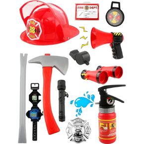11 PCS Child Fireman Costume Fire Fire Play Toy Fireman Cosplay Dress Up Adimate Kit For Kids Halloween Party Taffice Play Play