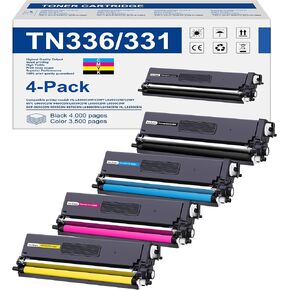 TN336 Toner Cartridge High Yield Compatible Replacement for Brother TN-336 TN331 for Use with Brother HL-L8350CDW HL-4150CDN MFC-L8850CDW Printer (1BK,1C,1M,1Y, 4 Pack)