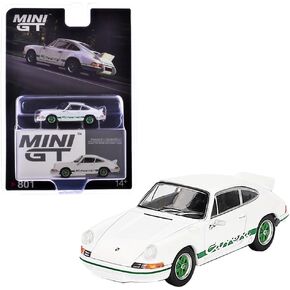 Diecast Model Car متوافق مع Mini GT 1:64 Porsche 911 Carrera RS 2.7 Grand Prix White with Green Livery Limited Edition Mgt00801