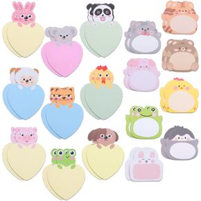 34pcs لطيف الحيوانات اللزجة الملاحظات ملونة منصات المذكرة الملونة ذاتية للمنزل والدراسة الكارتون لزجة مذكرات القابلة للإزالة 17 منصات رسالة ملاحظة لتنظيم ومجلة