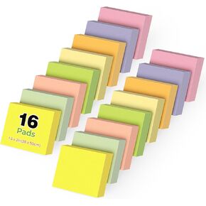 1.5 x 2 in Sticky Notes Mini,1600 Sheets Small Sticky Pads Clean Removal,16 Pads Pastel Colors Self-Stick Pads,100 Sheet/Pad Colorful Stickies Notes Pads Ideal for Office,Home,School,Meeting