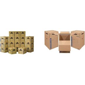Bankers Box SmoothMove Classic Moving Kit Boxes, Tape-Free Assembly, Easy Carry Handles, 10 Small 20 Medium, 30 Pack (7716601), Brown and Bankers Box SmoothMove Classic Moving Boxes, Tape-Free Assembly, Easy Carry Handles, Large, 21 x 17 x 17 Inches, 10 P