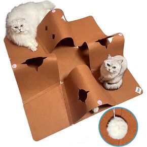 Felt Cat Toys, Collapsible Cat Tunnels with Plush Ball for Indoor Cats for Small Animals Pets, Kittens, Ferrets, Bunny Rabbits, Puppy and Dogs