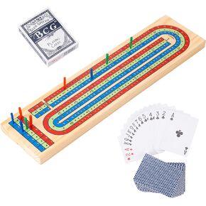 مجموعة ألعاب Cribbage - مجموعة كاملة من Cribbage لـ 2-4 لاعبين - تشمل 9 أوتاد ، مجموعة من أوراق اللعب ولوحة مسارات 3 - مثالية للعبة العائلية والسفر (الأعمار 8+)