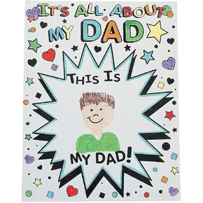 Fun Express Father's Day All About My Dad Card, Set of 12, Each 8.5 x 11 inch - Fathers Day Crafts for Kids to Make