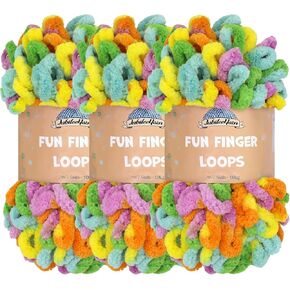 JubileeYarn Fun Finger Loops Yarn - Jumbo Polyester - 100g/Skein - Eros - 3 Skeins