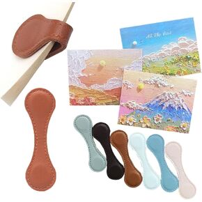 6 Pcs Magnetic Leather Bookmark with Gift Card Vintage Magnet Book Mark Automatic Clips Bookmarks for Men Women Christmas Thoughtful Gifts for Adult & Kid Page Reading Accessories for Book Lover