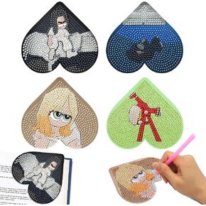 Snugmaker Billie Diamond Art Lundmarks ، Billie Merch ، 4 PCS DIY Eilish Diamond Painting Gifts Billie for Women ، مجموعات فن الماس للبالغين