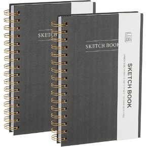 PATIKIL 8.6x5.6 Hardcover Spiral Bound Sketchbook, 2Pcs 100 Sheets 110GSM/74lb Artistic Blank Drawing Sketching Pad Rectangle Sketch Pad Notebook for Adult Beginner Artist, Pink