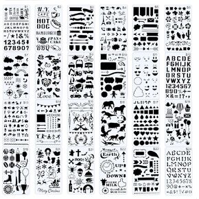 UCEC 24 PCS مجلة بلاستيكية الإستنسل للرصاصة Junk Journal Notebook Diary Drawing Scrapbook Journal Stencil Templates 4x7 Inch