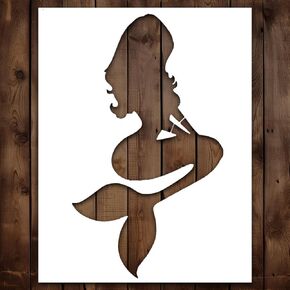 Mermaid Stencil Template - Reusable Mermaid Stencils for Painting on Wood, Glass, Wall, Rock, Walls, Canvas, Glassware, Spray Painting, Airbrushing (8.5 x 11)