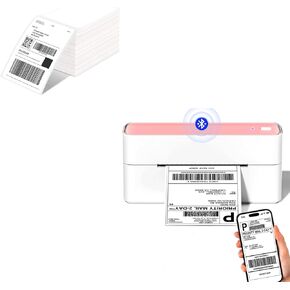 طابعة التسمية الحرارية Phomemo Bluetooth مع 500pcs 4x6 تسميات حرارية