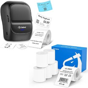 CLABEL 221B Label Maker Machine with 6 Rolls 50 * 80mm Thermal Labels and 1Rolls 40 * 30mm Labels
