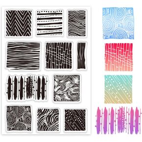 PH Pandahall texture ختم واضحة ، 11 أنماط Stripes Silicone Stamp Transure Print Print Print Rapparent Rubber Stamp Seal Stamps لصنع البطاقات ، ألبومات الصور ، بطاقات العطلات ، سجل القصاصات