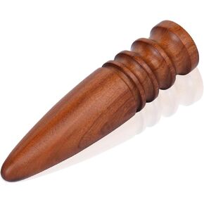TLKKUE Leather Edge Burnisher Round Head with 4 Grooves Wood Edge Slicker and Thick Handle Leather Polished Grinding Craft Tools Professional Leather Edge Burnish Working Tool