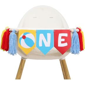 زخارف عيد الميلاد الصيفية الأولى - Beach Beach One Chair Lanner ، لافتة عالية الألوان زاهية مع شرابات ، أولاد كبير في الحفلات حمام السباحة ، Blue Beach Ball Banne (Bane Beach Ball Banner)