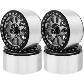 4Pcs Aluminum 2.2" Beadlock Wheel Rims for 1:10 RC Rock Crawler Axial SCX10 I II III RR10 Wraith 90048 90018 TRX4 Metal Upgrades (Orange)
