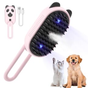 Cat Steam Brush for Shedding, 4 in 1 Water Cat Brushes for Indoor Cats Hair Brush with Spray & UV Light, Steam Brush for Cat & Dog for Massage Clean and Remove Fur-White