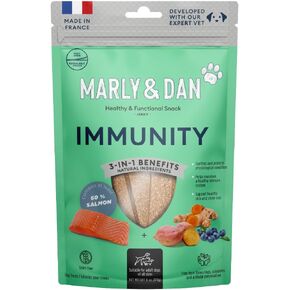 Marly & Dan Baked Salmon jerky jerky bar للكلاب مع البطاطا الحلوة والتوت - يعالج الكلاب اللذيذة ، وصفة مناعة صحية ووظيفة بشكل طبيعي ، غنية في أوميغا 3/6 ، 6 أوقية