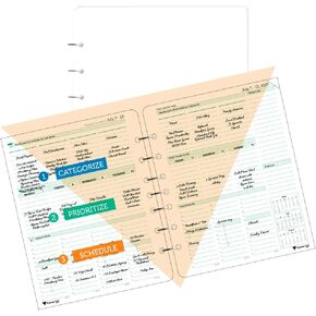 Planner Pad 7 Hole Loose Leaf 3-Tier Funnel Down 12 Month Organizer, July 2025 – June 2026 / Academic Year, Soft Green Ink, 6 3/4" x 8 1/2"