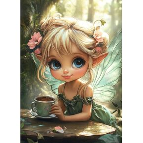 MXJSUA Fairy Diamond Painting Kits للبالغين ، DIY Fairy Embroidery Diamond Art Paint