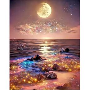CXYQLC DIY 5D مجموعات اللوحات الماس للبالغين الماس Art Ocean Beach Starry Sky Diamond Paint