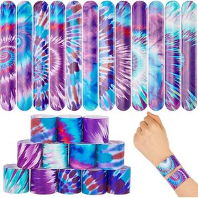 Lewtemi 48 Pcs Tie Dye Slap Bracelets Tie Dye Party Favors,Colorful Wristbands Bracelets for Kids Boys and Girls,Goodie Bag Fillers,Carnival Prize,Party Decorations(Lively Style)