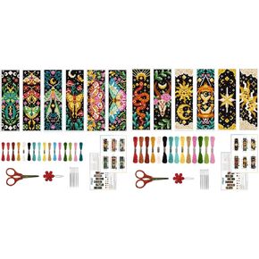 ORIGACH 6 Pcs Moths and Tarot Cross Stitch Bookmark Kit for Beginner Adults Stamped Embroidery Bookmark Kit with Instruction for Starters Printed Cross Stitch DIY Kits for Book Lovers