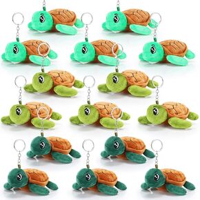 15 PCS Plush Turtle Stuffed Animals Bulk 5.5 بوصة السلحفاة البحرية المحشوة بسلحف مفتاح رائعتين للبنين الفتيات عيد ميلاد كرنفال تحت البحر تفضل الهدايا الأكياس (السلسلة الخضراء)