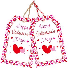 Joycraft 50pcs علامات عيد الحب مع سلسلة ، 2.36 بوصة سعيدة عيد الحب الورق Hangtags ، Heart Valentine هدية لالتفاف الهدايا ، الحقائب ، حرفة DIY