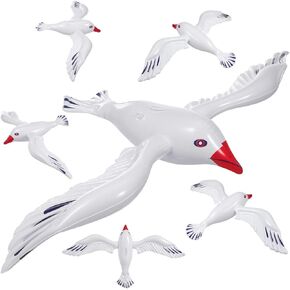 Totority Segull Seagull Pool Floats 6pcs ، PVC Beach Party Decorations for Baby Showers & Weddings ، تصميم قابل لإعادة الاستخدام وسريع مع الطيور 24.4 بوصة