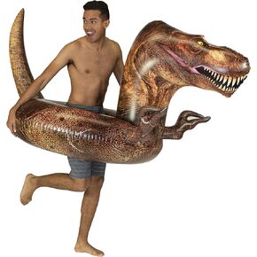 Poolcandy قابلة للنفخ T-rex Dinosaur 48 "حلقة السباحة. مثالية للبالغين والمراهقين والأطفال. حمام سباحة ديلوكس العملاق ، البحيرة ولعب النهر.