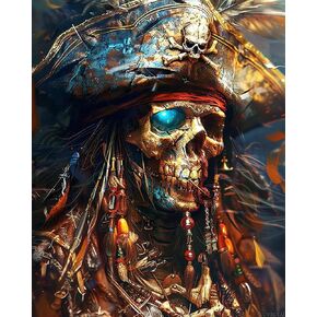 Zuvrdiai Pirate Paint by Numbers Kit on Canvas للمبتدئين ، الطلاء القراصنة بأرقام للبالغين مجموعات Crystal Craft Craft Diy للهدايا الزخرفية الجدار المنزلية 16 "x20"
