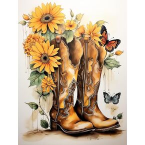 Diymood Paint by Numbers Kits for Adults Chrysanthemum, DIY Oil Painting Sunflower Acrylic Paint by Number for Adults Beginner with Brushes for Home Wall Decor 12x16 inch