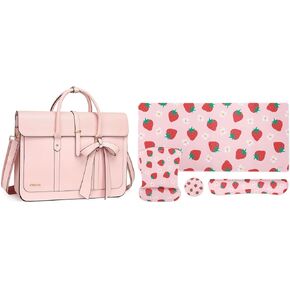 MOSISO Large Mouse Pad & Keyboard Wrist Rest & Coaster & 15.55 inch Pink PU Leather Laptop Backpack with Mouse Pad and Wrist Rest