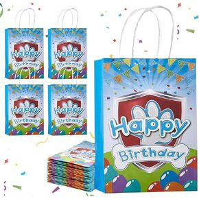 16PCS Dog Print Party لصالح عيد ميلاد Goodie Candy Bags 6x3.2x8.26inch Paw Print Goody Treat Gift Facs for Birthday Party Decorations Supplies (Blue)
