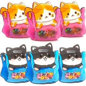 30Pack Cute Pink and Blue Gift Bag with Handle Cartoon Animal Shaped Goodie Bags with Stand-up Bottom For Birthday Baby Shower Decoration Party Favor Bags Snack Biscuit Baking Packaging Supplies