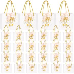 أكياس هدايا Fasmov White ، 60 حزمة صغيرة شكرًا لك ، أكياس هدايا مع مقابض ، 5.5 "× 2.5" × 4.7 "حقائب هدايا صغيرة مع شريط القوس ، وأكياس الهدايا المصغرة بشكل كبير للاستحمام الطفل ، وزفاف ، وصالح الحفلة ، عيد ميلاد