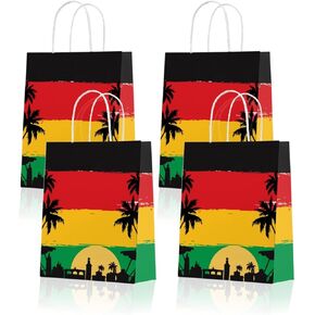 24PCS Reggae Birthday Party Favor Bags - Music Goody Bags for Jamaican Rastafari Palm Tree Grafitti Decor