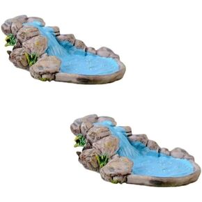 2 Pcs Blue DIY Miniature Mini Water Pool Fairy Garden Lawn Ornament Outdoor Statues for Mountain Dollhouse Decor Craft Garden Sculptures and Statues, Fairy Garden Decor, Water Pool Ornaments