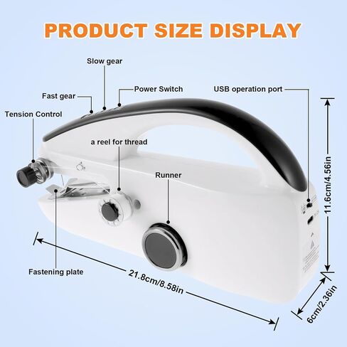 CJC Handheld Sewing Machine,Sewing Machine for Beginners,Two Speed Adjustment Electric Handheld Mini Sewing Machines,Easy to Use and Fast Stitch Suitable for Clothes,Fabrics,DIY Home Travel (Black) in Saudi Arabia