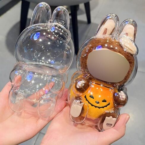 Protective Case for LABUBU, Plastic Clear Display Box with Key Chain for LABUBU Doll, Protective Cover for labubu Plush Toy, Transparent PVC Bag for Storage (Doll Not Include, 17cm) in Saudi Arabia