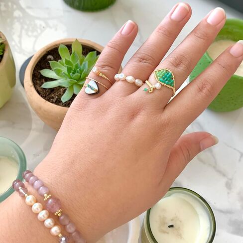 Handmade abalone shell ring with adjustable opening and 14k gold-plated material (Single) in Kuwait