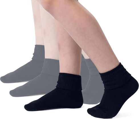 Silky Toes Girls Cuff Bamboo Seamless Socks, 3 or 6 Pk Dress Crew School Uniform Socks in Kuwait