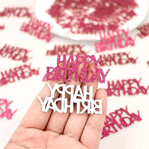 Pink Happy Birthday Confetti - Girl Birthday Party Decorations - Light Pink Glitter Scatters for Baby Girl Party Table Decor Supplies - 100PC in Saudi Arabia