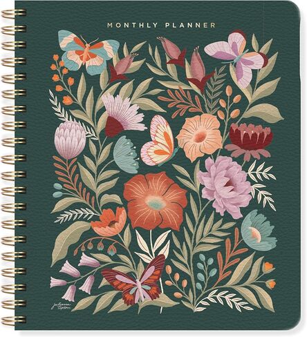 Fringe Studio Paper Cover Non-Dated Monthly Planner W/Pocket & Tab Dividers, "FLOWERS" 8" w x 9.5" h, 160 pages, Juliana Tipton Collection (879PA001FSC) in Kuwait