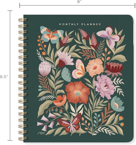 Fringe Studio Paper Cover Non-Dated Monthly Planner W/Pocket & Tab Dividers, "FLOWERS" 8" w x 9.5" h, 160 pages, Juliana Tipton Collection (879PA001FSC) in Kuwait