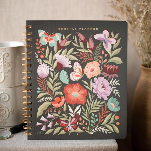 Fringe Studio Paper Cover Non-Dated Monthly Planner W/Pocket & Tab Dividers, "FLOWERS" 8" w x 9.5" h, 160 pages, Juliana Tipton Collection (879PA001FSC) in Kuwait